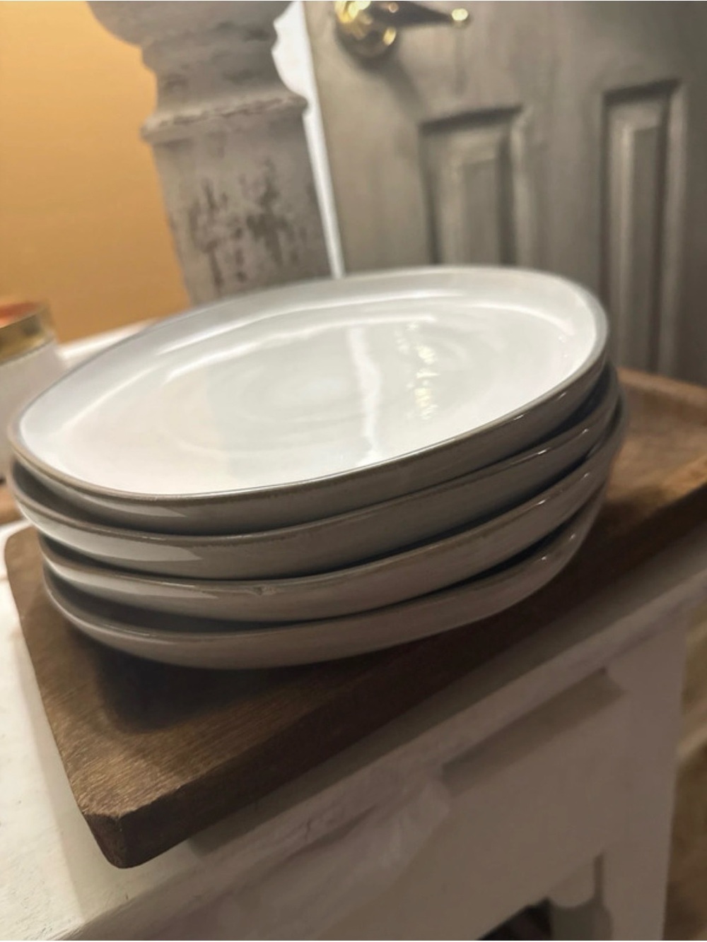 Hearth & Hand NWT Light Grey Stoneware Salad Plates - Set of 4